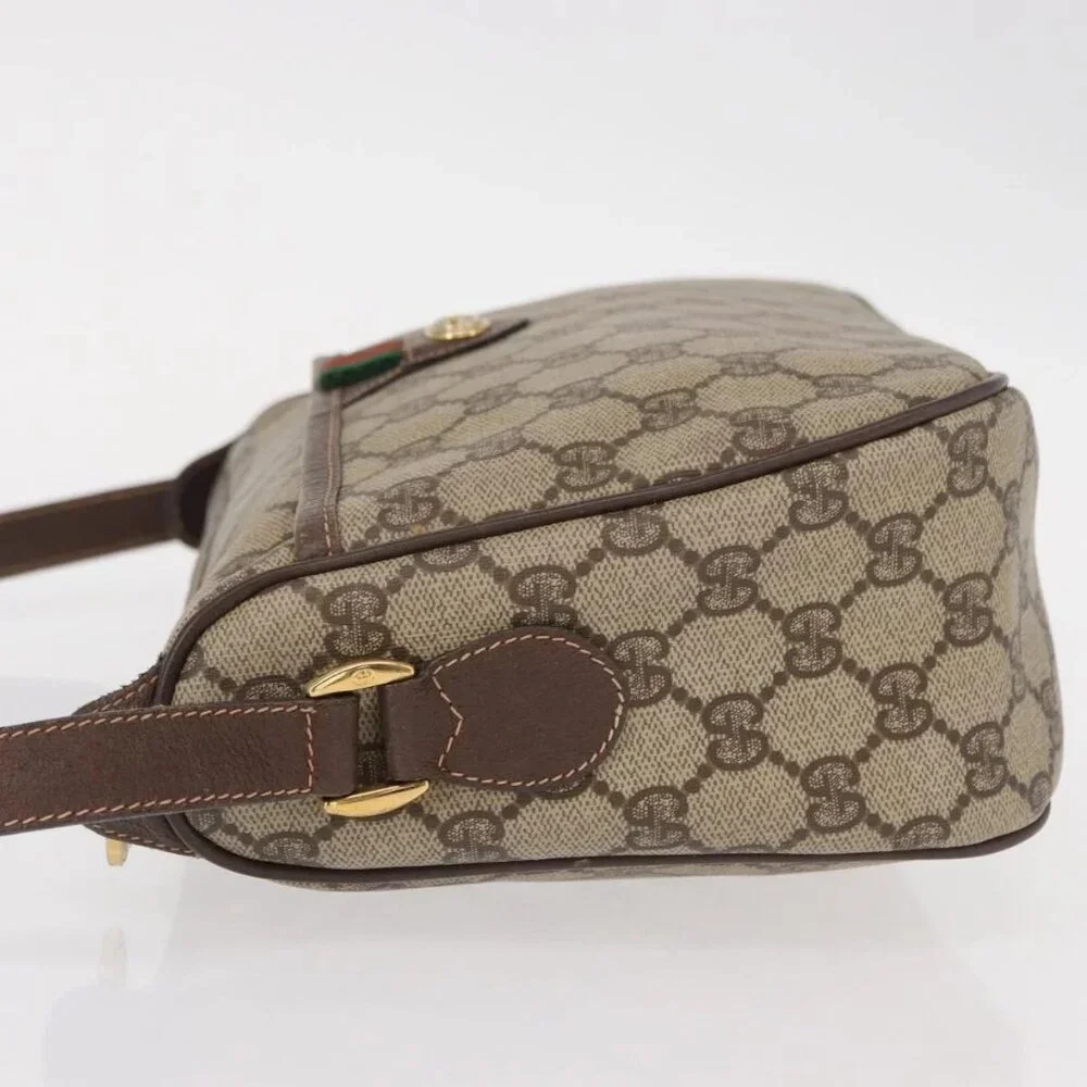 GUCCI GG Supreme Web Sherry Line Bag PVC Beige Gold 89 02 077 Auth 156280 - Picture 6 of 16